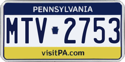 PA license plate MTV2753