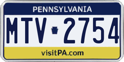 PA license plate MTV2754