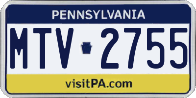 PA license plate MTV2755