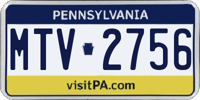 PA license plate MTV2756