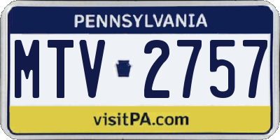 PA license plate MTV2757