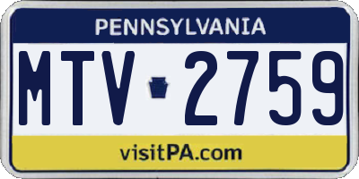 PA license plate MTV2759