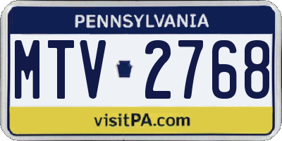 PA license plate MTV2768
