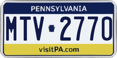 PA license plate MTV2770
