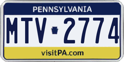 PA license plate MTV2774