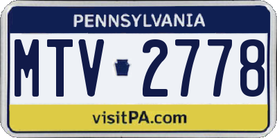 PA license plate MTV2778