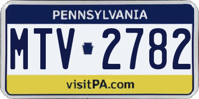 PA license plate MTV2782