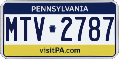 PA license plate MTV2787