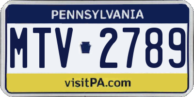 PA license plate MTV2789