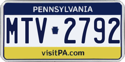PA license plate MTV2792