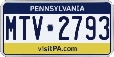 PA license plate MTV2793
