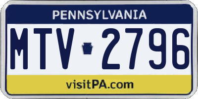 PA license plate MTV2796