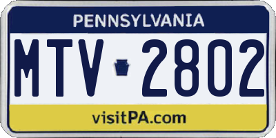 PA license plate MTV2802