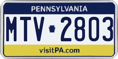 PA license plate MTV2803