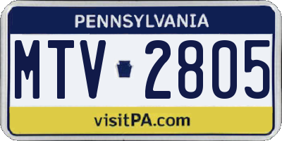 PA license plate MTV2805