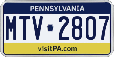PA license plate MTV2807
