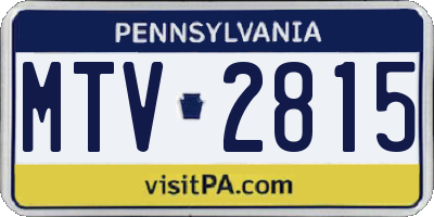 PA license plate MTV2815