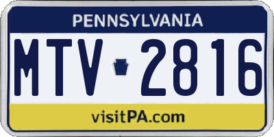 PA license plate MTV2816
