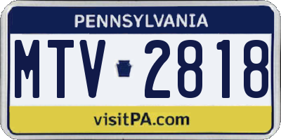 PA license plate MTV2818