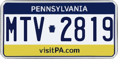 PA license plate MTV2819