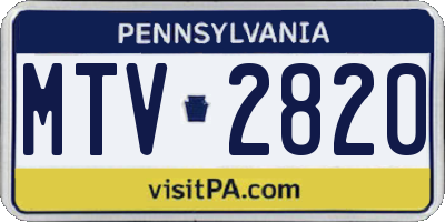 PA license plate MTV2820