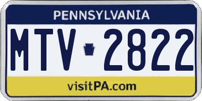 PA license plate MTV2822