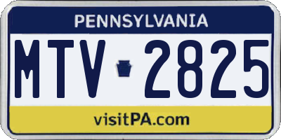 PA license plate MTV2825