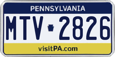 PA license plate MTV2826