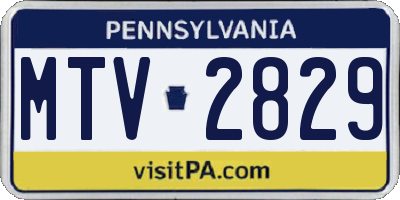 PA license plate MTV2829