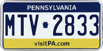 PA license plate MTV2833