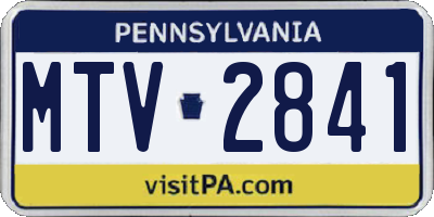 PA license plate MTV2841