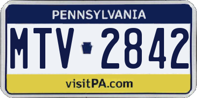 PA license plate MTV2842