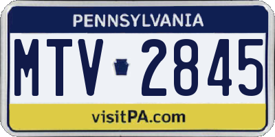 PA license plate MTV2845