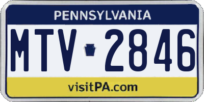 PA license plate MTV2846