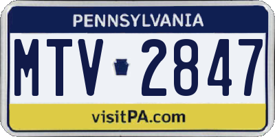 PA license plate MTV2847
