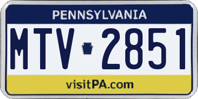 PA license plate MTV2851