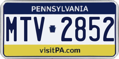 PA license plate MTV2852