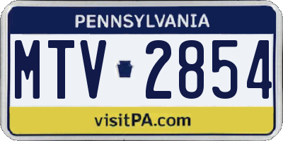 PA license plate MTV2854