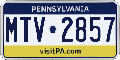 PA license plate MTV2857