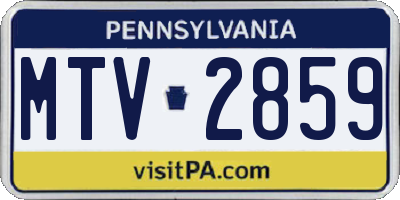PA license plate MTV2859