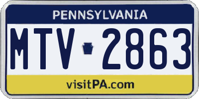 PA license plate MTV2863