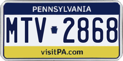 PA license plate MTV2868