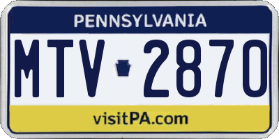 PA license plate MTV2870