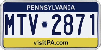 PA license plate MTV2871