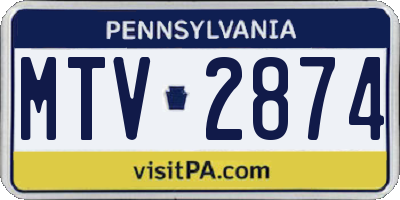 PA license plate MTV2874