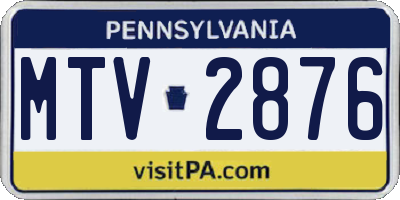 PA license plate MTV2876