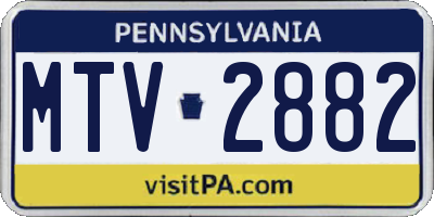 PA license plate MTV2882
