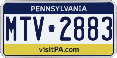 PA license plate MTV2883