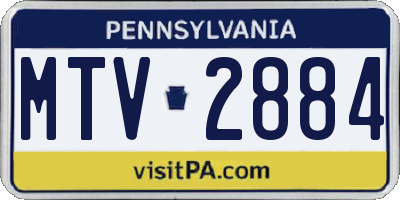 PA license plate MTV2884