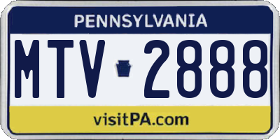 PA license plate MTV2888